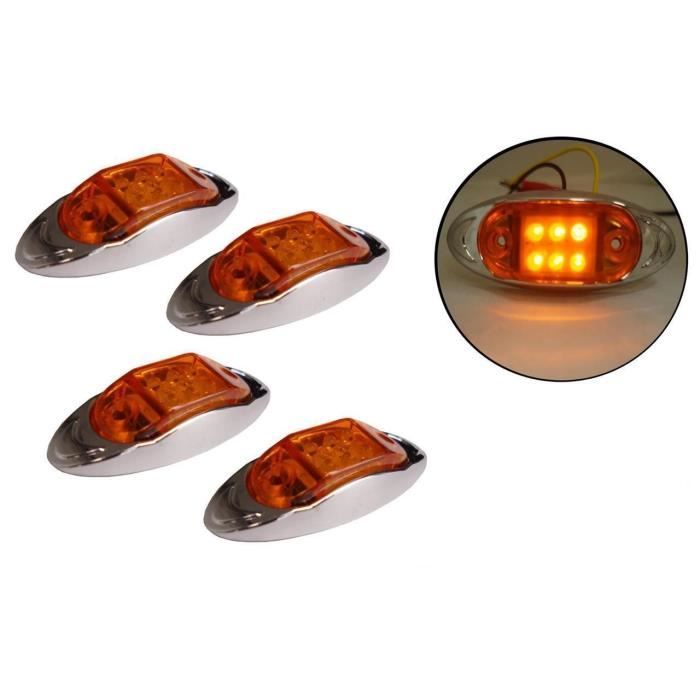4x 24V/12V 6 LED FEUX DE GABARIT CAMION CAMPER REMORQUES ORANGE OVALE