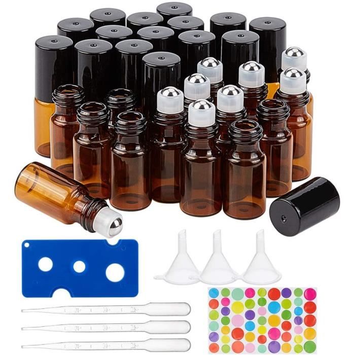 Lot De 2 Bouteilles En Verre Vide Transparent 50ml Pour Diffuseur Huiles Essentielles - Couvercle Noir - DIY Décoration Maison