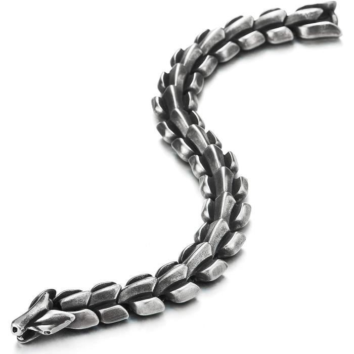 Bracelet Gourmette Acier Poli Avec Maillons Ovales Ajourés - Longueur 22 Cm - Occasion Bon état
