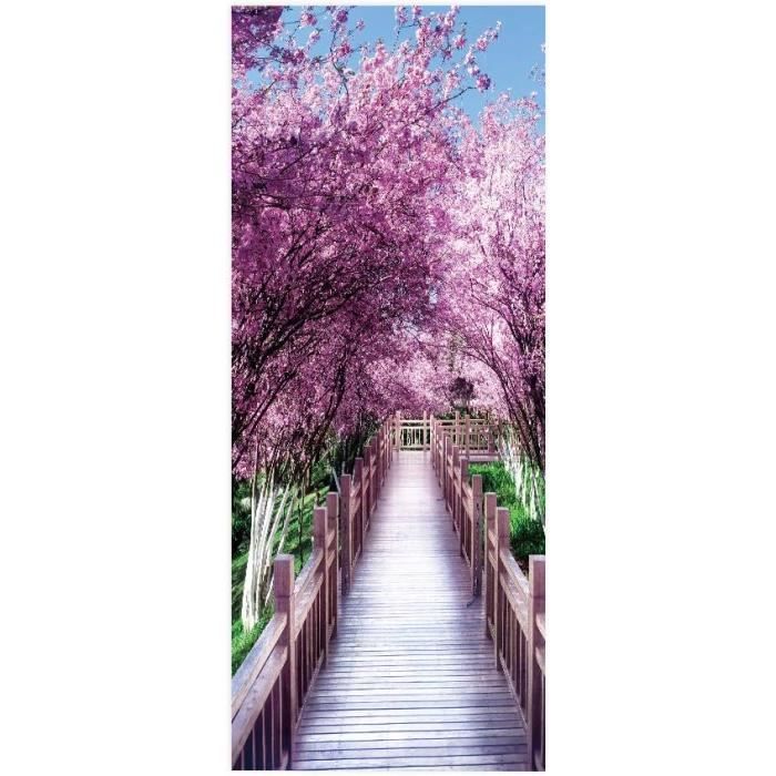 Sticker De Porte Sticker Porte Trompe-l'œil Montagne 77x200cm - PVC 3D, Décoration Salon/chambre Stickers Porte