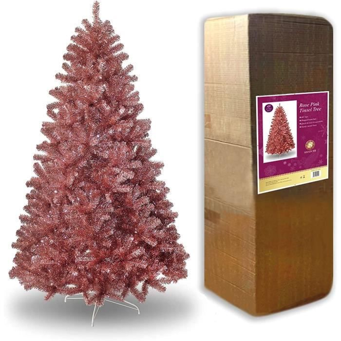 Sapin De Noël Artificiel Rose Champagne Doré Brillant Avec Des Branches