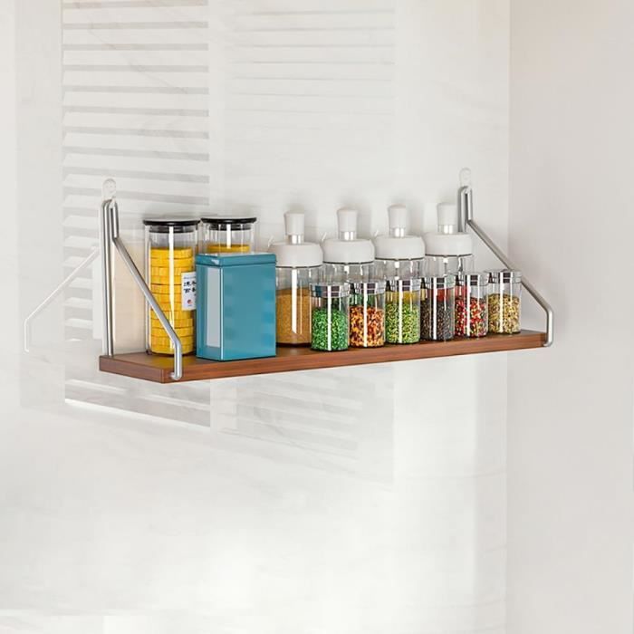 SAUNNIHEN Rangement Epices Bambou Sans Perçage, Lot De 2 Etagere A Epices Murale Pour Portes D'armoires De Cuisine De Réfrigérateur, Auto-adhésifs Ou Percer