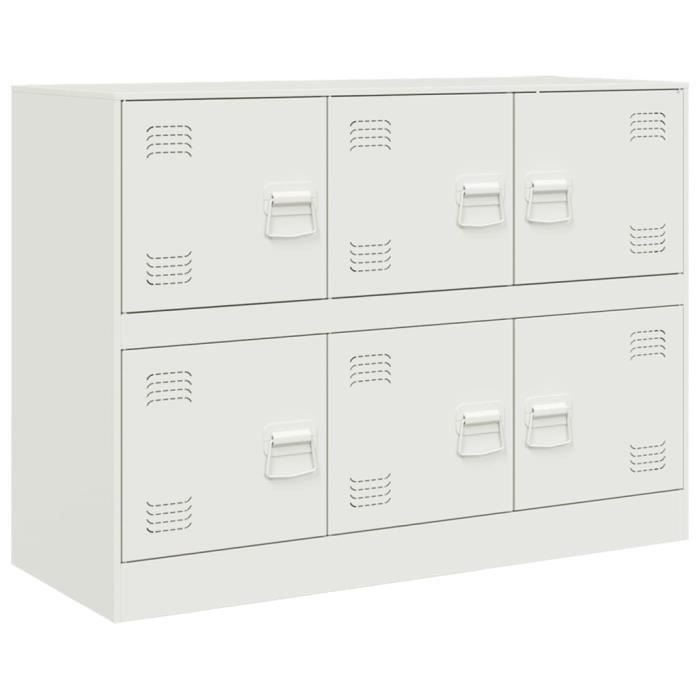Buffet bas - Blanc - 99x39x73 cm - Acier laminé à froid - 2 portes