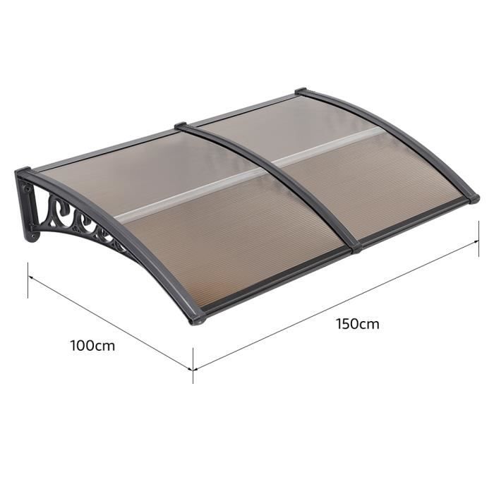 Auvent Véranda Transparent Polycarbonate 50x110cm - Anti-UV, Résistant Aux Chocs, Pour Porte D'entrée, Balcon