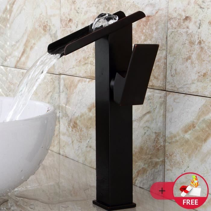 & Flexible Robinet lavabo Mitigeur salle de bain cascade Noir Haut