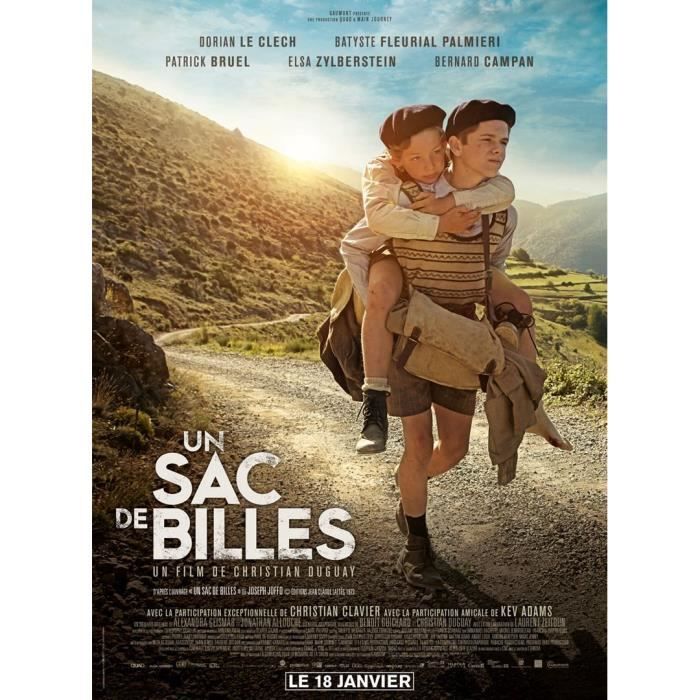 Un sac de billes - 2017 - Patrick Bruel, Elsa Zylberstein - 116x158 cm -  AFFICHE ORIGINALE de Cinéma - Envoi Plié - Cdiscount