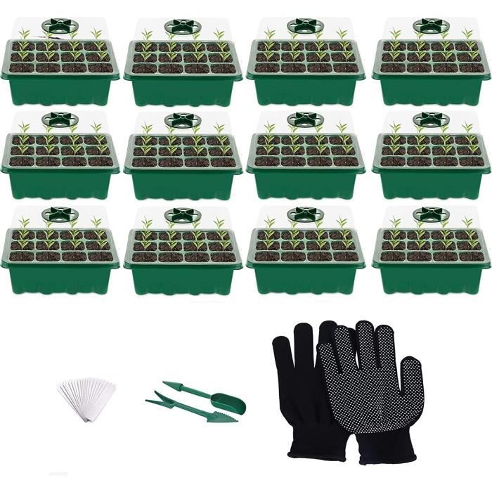 Mini Serre De Germination Avec 6 Plateaux 144 Cellules - Kit De Démarrage Semis Avec Couvercle, étiquettes Et Outils - 2