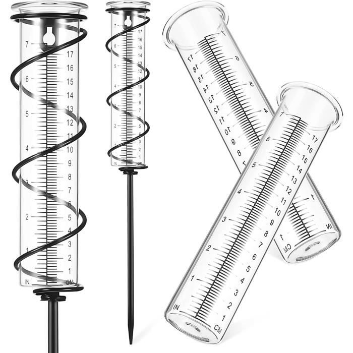 Pluviomètre en Verre Jauge De Pluie en Spirale Pieu Pluviomètre en Verre Compteur d