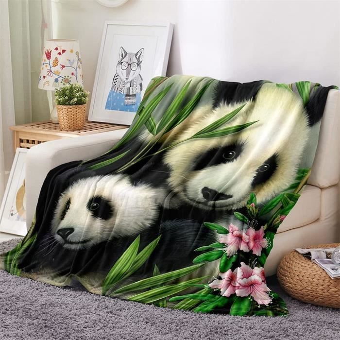 Couverture 125x150cm-Plaid Polaire Flanelle,3D Panda Imprimé Hiver