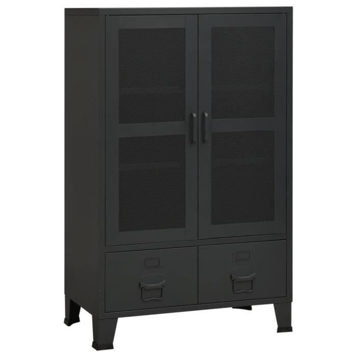 Haute qualité - Armoire de rangement industrielle Noir 70x40x115 cm Métal FR4373