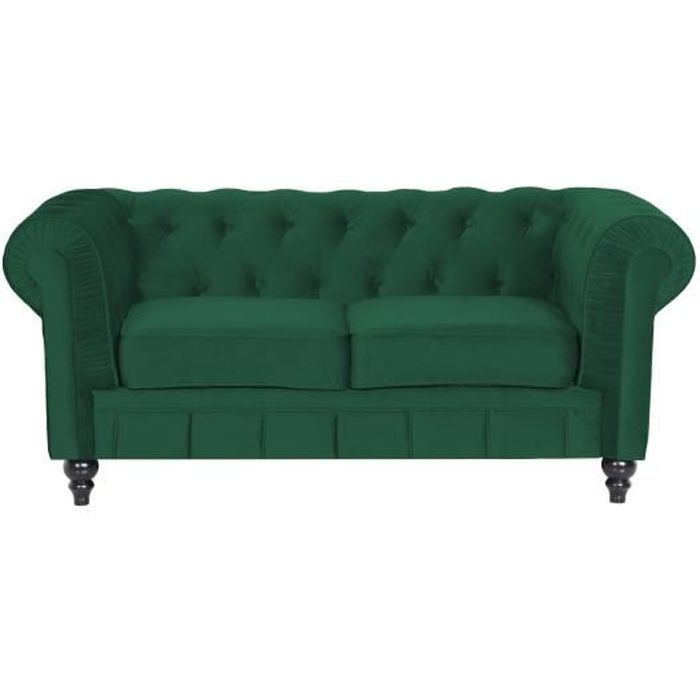 Canapé Chesterfield Velours 2 Places Altesse Vert Canapé Chesterfield Velours 2 Places Altesse Vert