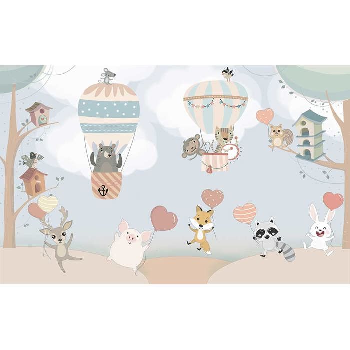 Hxa Deco Decoration Murale Decoration Chambre Art Mural Tableau Deco Tableau Enfant Scene D Animaux Dans La Foret 80x50 Cm Cdiscount Maison