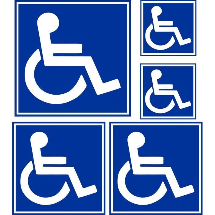 5x Autocollant sticker handicap panneau wc toilettes
