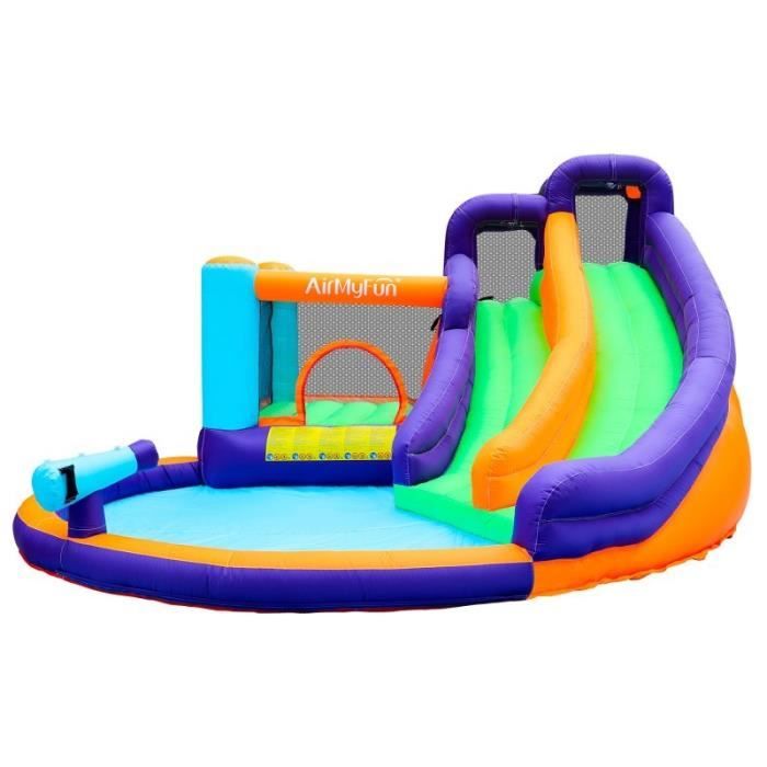 Chateau Aquatique Gonflable Grand Splash Avec Toboggans Et Escalade 460x415x230 Cm Souffleur Et Sac De Rangement Inclus Cdiscount Jeux Jouets