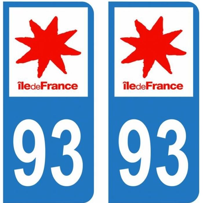 blason Stickers pour plaque département 93 Hauts-de-Seine jeu de 2 stickers