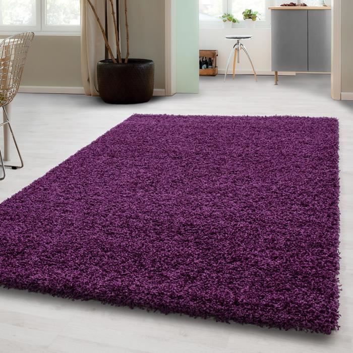 tapis haut moquette hirsute moquette unicolore monochrome couleuris violet durable onur1602301300lila 160 cm x 230 cm achat vente tapis cdiscount