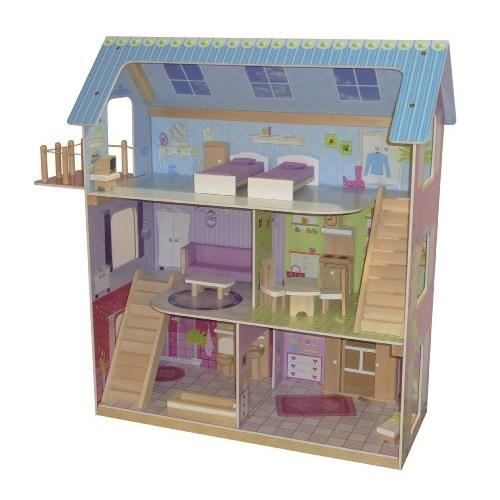 Maison de poupée ROBA 9462 en bois massif et MDF avec 16 pièces accessoires pour enfants à partir de 3 ans