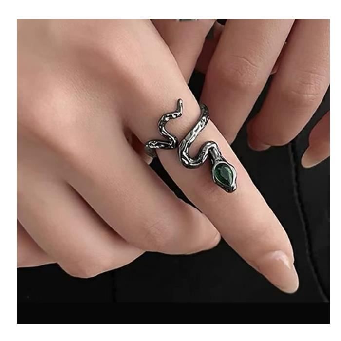 Noire Bague Serpent Demi ouverte Bagues Animaux Bague Serpentine Bague Ajustable Serpent Bague Cristal Emeraude Achat Vente bracelet gourmette Noire Bague Serpent Demi o Noir Cd