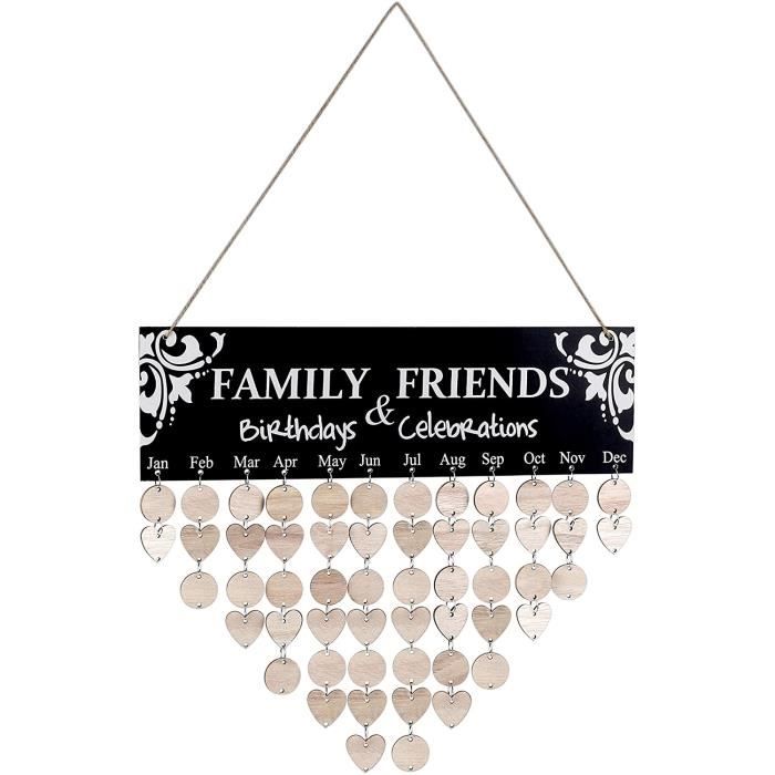 Mengh Shop Famille Anniversaire Plaque A Suspendre En Bois Calendrier De Rappel Conseil D Anniversaire Avec 50 Pieces Disques Po276 Cdiscount Beaux Arts Et Loisirs Creatifs