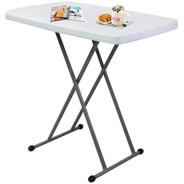 table de jardin pliante - todeco - table pliable, compacte et ajustable - matériau hdpe - blanc