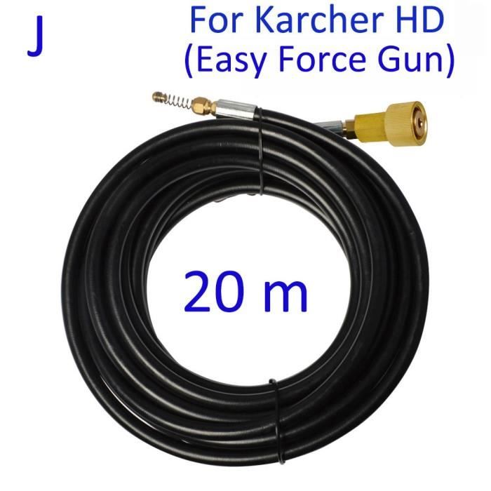 Tuyau Nettoyage Haute Pression Poweka 20M - 180 Bar - 5 Adaptateurs Kärcher/Bosch - Pour Canalisations