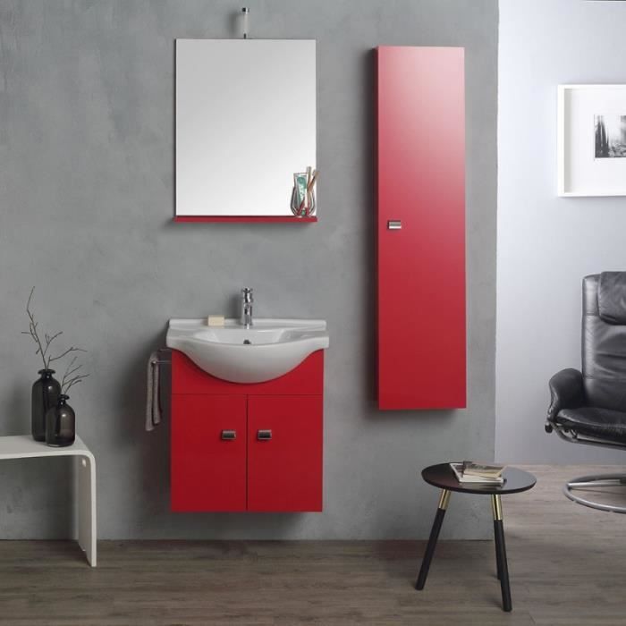 Ensemble Meuble Salle De Bain 58cm Colonne 31cm Rouge Framboise