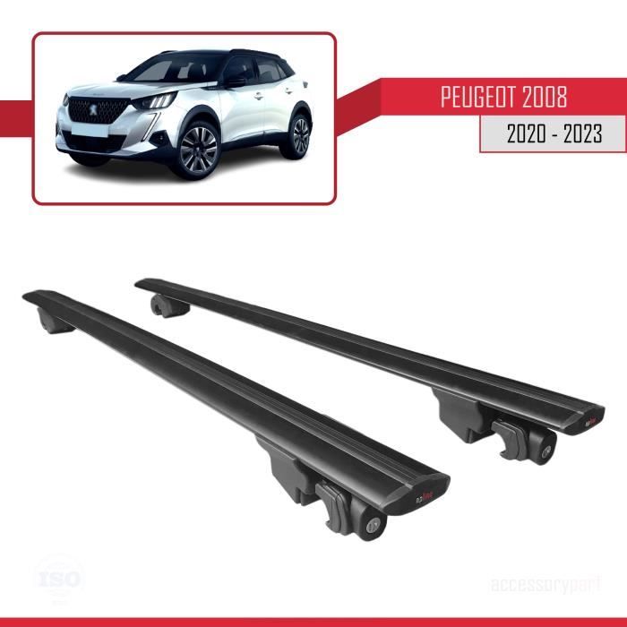 Compatible avec Peugeot 2008 2020-2023 HOOK Barres de Toit Railing Porte- Bagages de voiture Avec verrouillable Alu NOIR - Cdiscount Auto