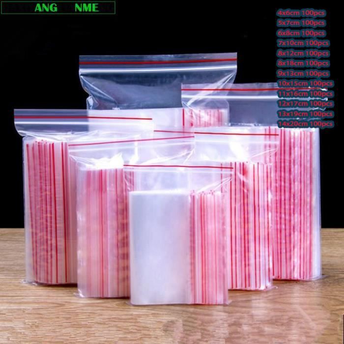 Emballage alimentaire,Petit Sac en Plastique Transparent Refermable pour  Bijoux,100 Pièces,Sachets à Fermeture É- 14x20cm[C10] - Cdiscount Au  quotidien