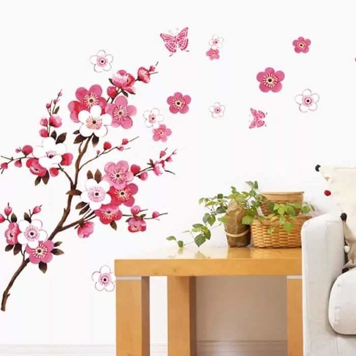 Wall-Art Autocollant anti-projections Motif fleurs de cerisier Rose 