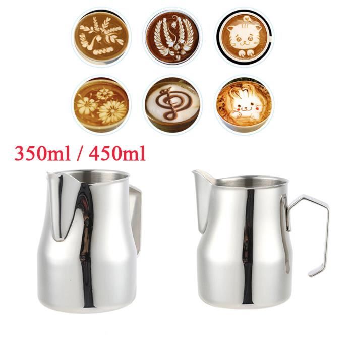 Pichet à Lait Inox 900 Ml Pour Art Latte - Gradué, Avec Pochoir Et Aiguille à Dessiner, Pour Machine à Café - 7