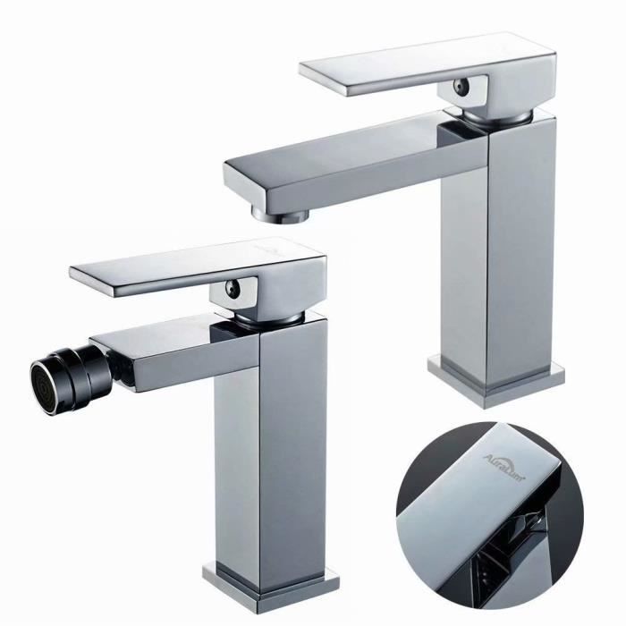 Auralum Set Robinet De Bidet Robinet Lavabo Mitigeur Bidet Monotrou Laiton Chrome Avec Bec Rotatif 360 Pour Salle De Bain Achat Vente Robinetterie Sdb Auralum Set Robinet De Bide Cdiscount