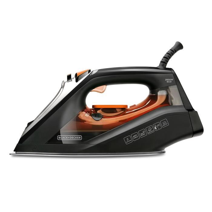 Fer à Repasser BLACK+DECKER 3000W - Jet Vapeur 200g/min, Semelle Céramique, Anti-Calcaire