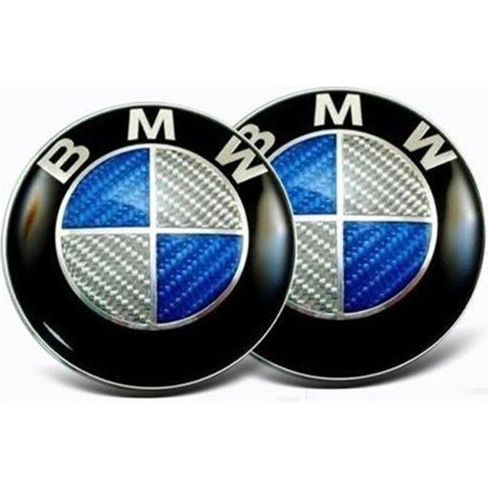 2 logo bmw carbon bleu: 1 logo de capot diametre 82mm + 1 logo de coffre diametre 74mm neuf