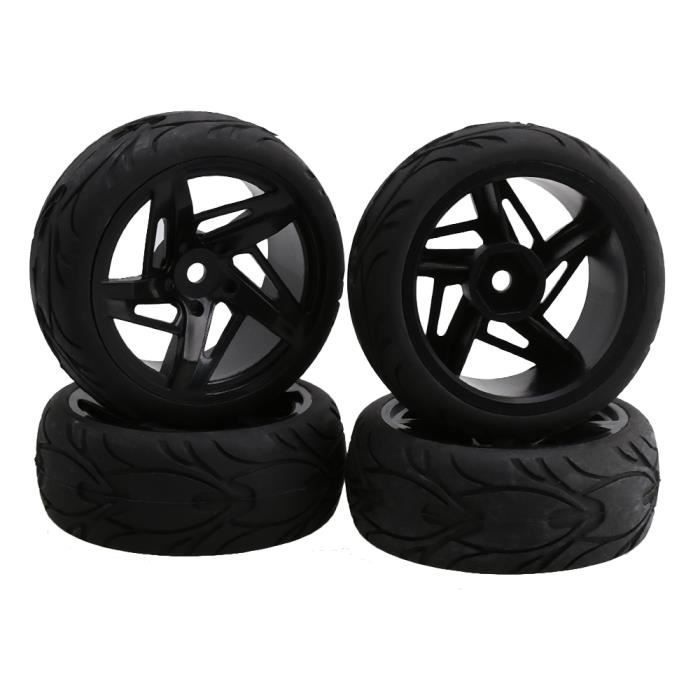 Jeu De 4 Pneus Caoutchouc Avec Jantes 7 Rayons – Pour Voiture RC 1:10 – À Monter Et Coller Soi-même