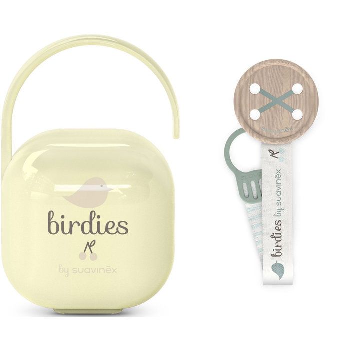 Suavinex Attache-sucette avec ruban - Birdies - Dès la naissance - Vert + Porte-sucette Birdies Beige pour garçon - vue 3