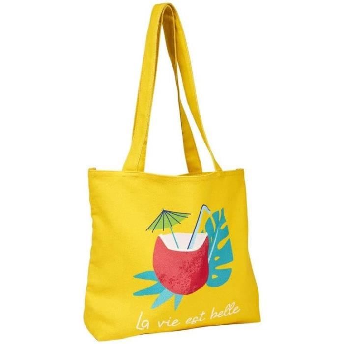 Draeger Paris Tote Bag 'Profiter Sans Se Presser' – Aus 100% Baumwolle, 30x42x10 Cm | Wiederverwendbare Einkaufstasche