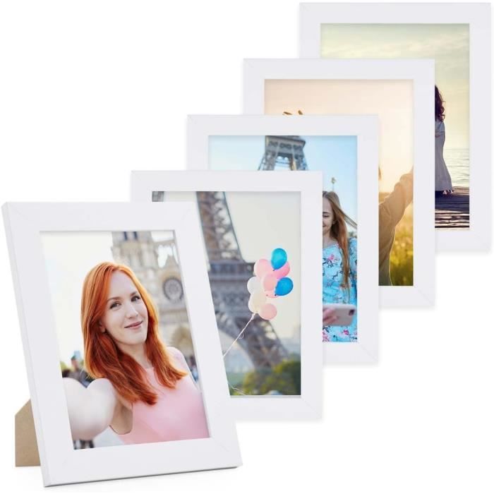 Lot De 5 Cadres Photo Vintage – Multicolore, Tailles Variées – Occasion TB État