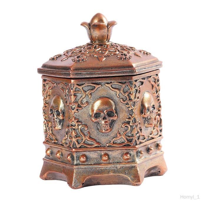 Boîte à Bijoux Décorative Celtique Avec Tête De Mort - Ornements Gothiques Horreur 11x12x8 Cm