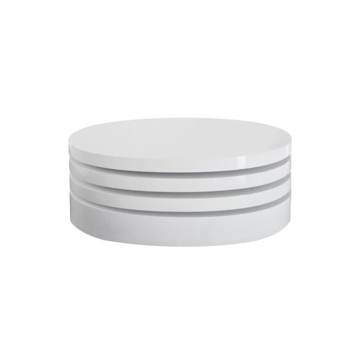 Table Basse Ronde Modulable Bois Mdf Blanc Blin Achat Vente