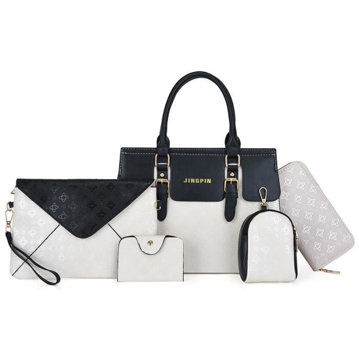 Sac à Main Miss Lulu - Ensemble 3 Pièces - Cabas, Shopper & Poche Bracelet - PU Souple - Bandoulière Réglable - Multifonction
