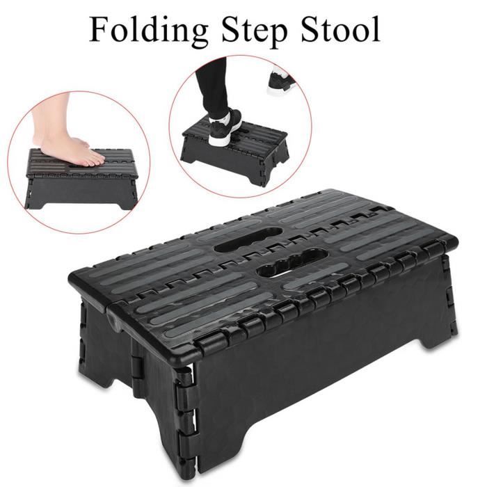 Marchepied Pliable Noir - Capacité 136kg Pour Salle De Bain & Maison