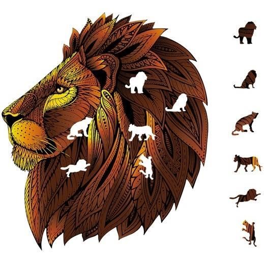 puzzle en bois eureka 2d rainbo - lion - pour enfants de 3 ans et plus - thème animaux - moins de 100 pièces