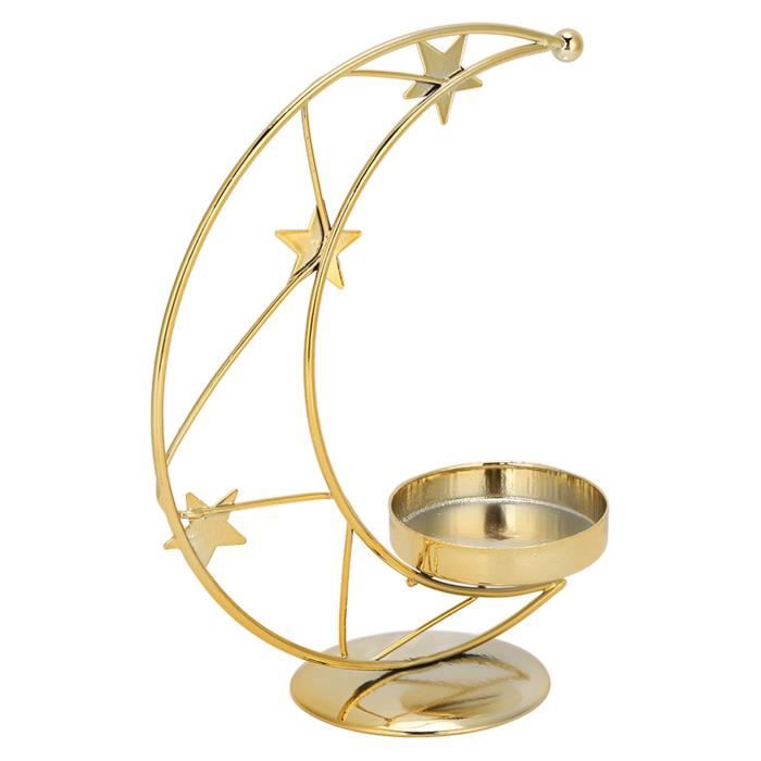 Photophore Lune Doré - Bougeoir Décoratif Ramadan Et Mariage