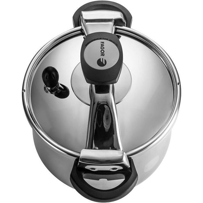 Autocuiseur à Étrier 10 L, Induction, Acier Inox. 18/10, 3 Systèmes de Sécurité FAGOR Clásica Bombe 10   Argent 800123