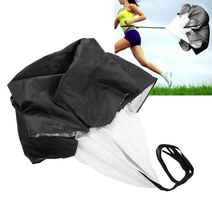 Parachute D’entraînement Fitness – Pour Vitesse, Football, Course – Sac Inclus – Noir, Tissu Argenté