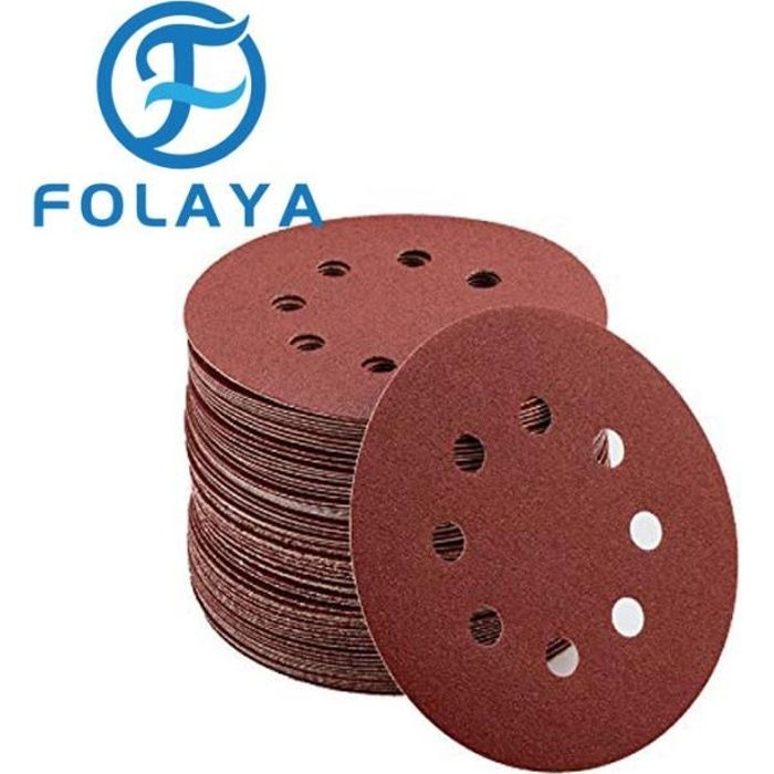 105 Disques Abrasifs 125 Mm - Grains Mixés 60-320 - 8 Trous - Pour Meuleuse, Ponçage, Polissage - Alumine