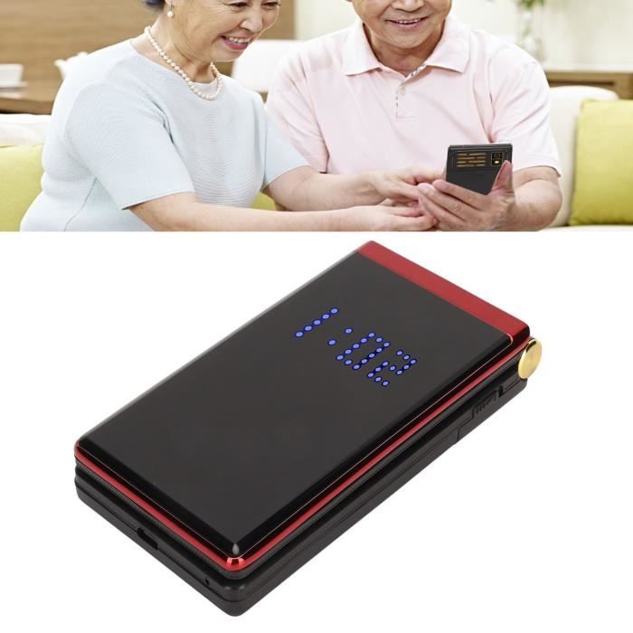 SUC-téléphone à clapet senior Téléphone portable à clapet senior avec grand écran de 28 pouces telephonie telephone Rouge