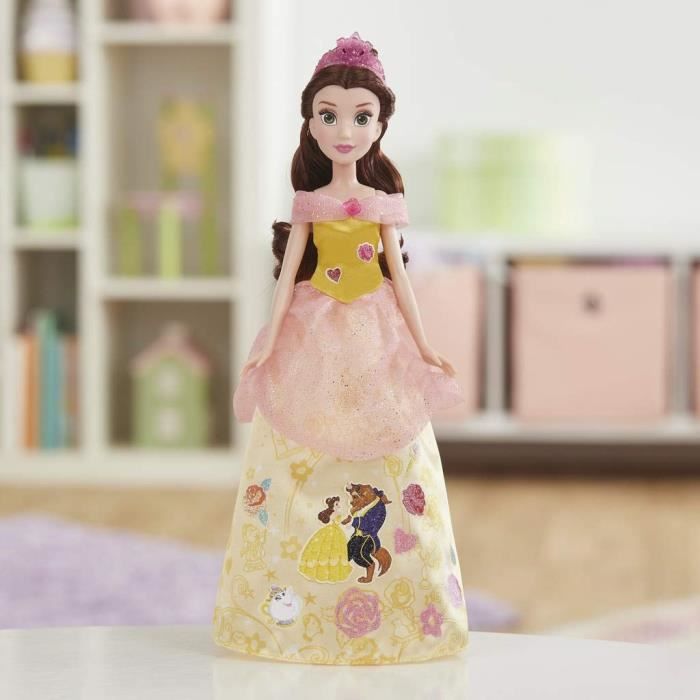 Disney Princesses La Belle et la Bête - Poupée Belle Robe enchantée et paillettes - 30 cm