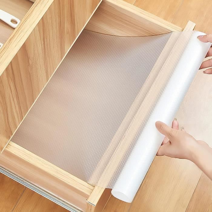 2pcs tapis fond de tiroir antiderapant non-adhésif eva transparent tapis plastique protection pour frigo cuisine - blanc - 45x150cm