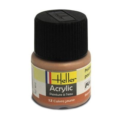 Peinture acrylique à l'eau pour maquettes - HELLER - Cuivre jaune - Contenance 12 ml - A partir de 15 ans